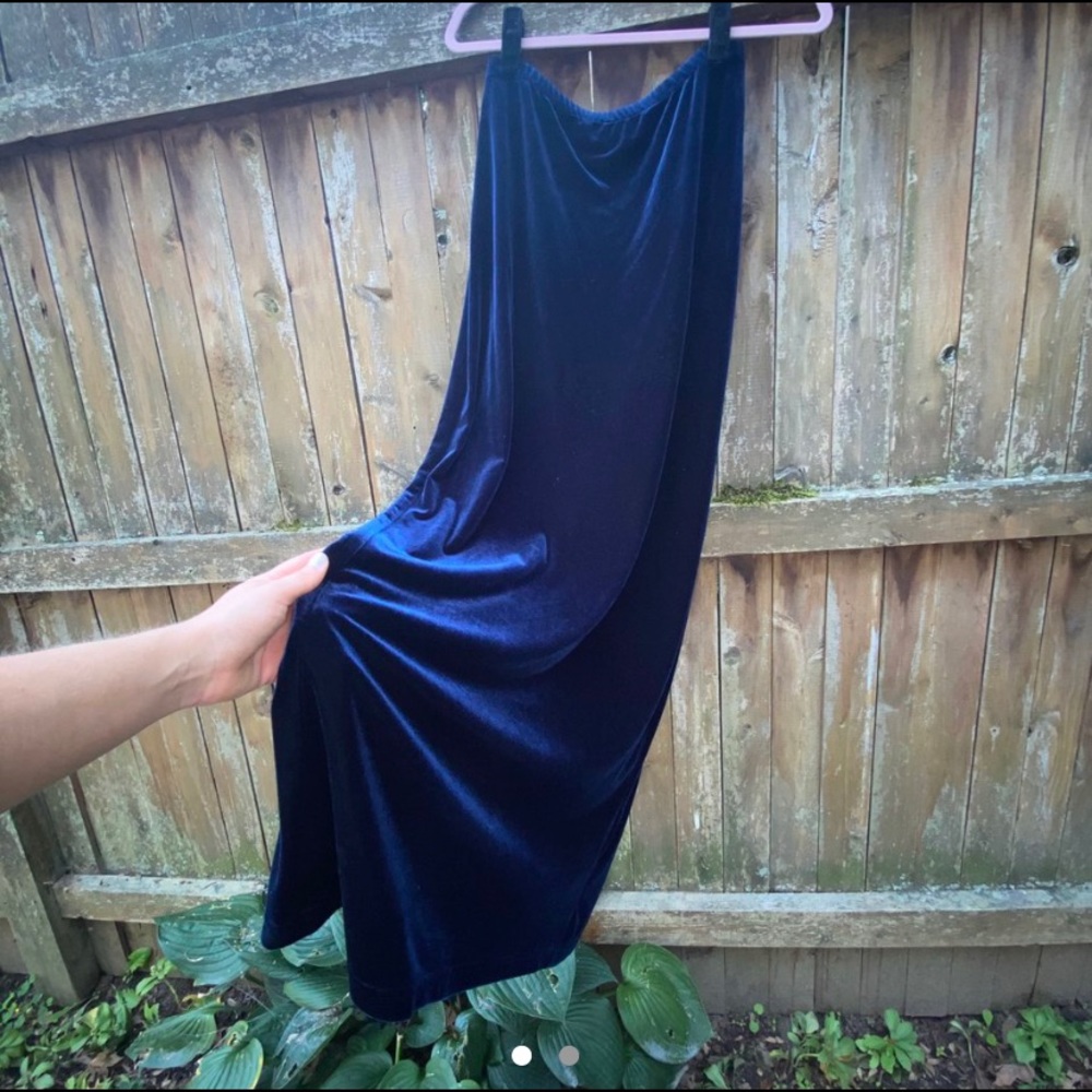 Dark blue velvet maxi skirt